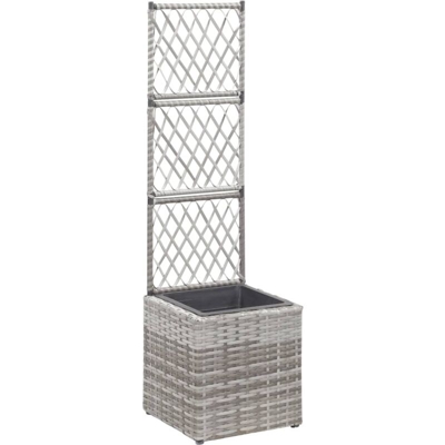 Letto Rialzato a Traliccio 1 Vaso 30x30x107cm Polyrattan Grigio - Grigio - Youthup