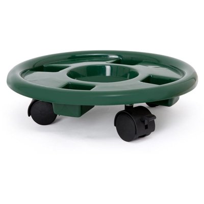 Sottovaso in plastica con ruote - colore verde