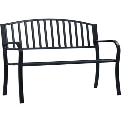Panchina da Giardino 125 cm Nera in Acciaio