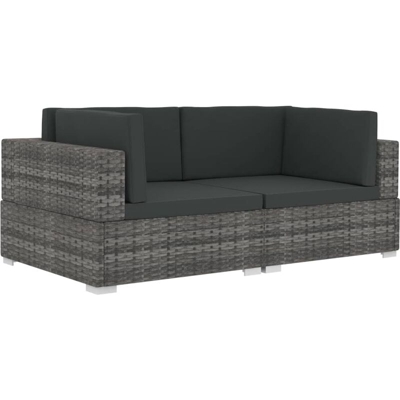 Poltrone Modulari ad Angolo con Cuscini 2 pz Polyrattan Grigio - Grigio - Vidaxl