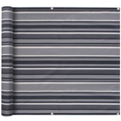 Paravento da Balcone in Tessuto Oxford 90x600 cm Grigio a Strisce - Multicolore - Vidaxl