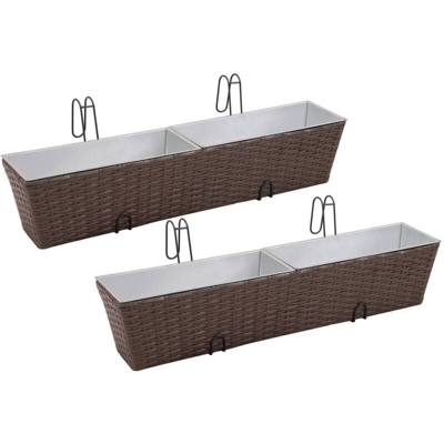 Fioriera Trapezoidale in Rattan 2 pz 80 cm per Balcone Marrone