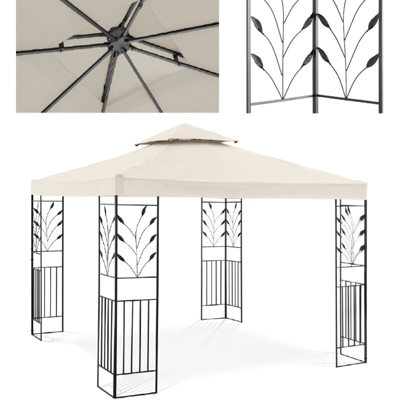 Uniprodo Gazebo da Giardino in Metallo Pergola da Giardino (3 x 3 m, 180 g/m², beige)