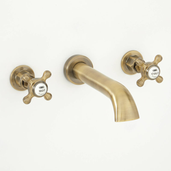 Hudson Reed Elizabeth Rubinetto MIscelatore a 3 Fori per Lavabo - Design da Parete con Controlli a Croce - Colore Oro Spazzolato - 40 x Ø43 x 180mm características