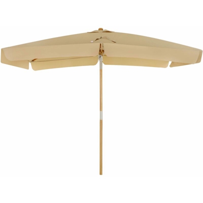 Songmics - Ombrellone da Balcone di 3 x 2 m, Parasole Rettangolare Protezione UPF50+, Palo e Stecche in Legno, Inclinabile, Base Non Inclusa, per