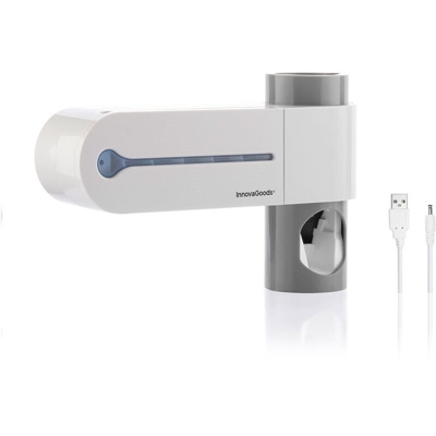 Innovagoods - Sterilizzatore UV per Spazzolini da Denti con Supporto e Dispenser di Dentifricio Smiluv
