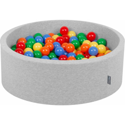 KiddyMoon 90X30cm/300 Palline ∅ 7CM Piscina Di Palline Colorate Per Bambini Tondo Fabbricato In EU, Grigio Ch:Giallo/Verde/Blu/Rosso/Arancione características