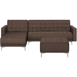 Divano letto angolare con ottomano in tessuto marrone scuro destro ABERDEEN precio
