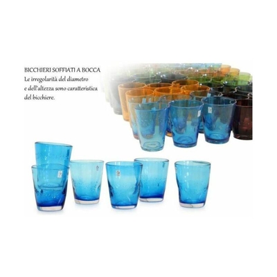 Bicchieri 6 Pezzi Acqua Azzurro Schiacciato