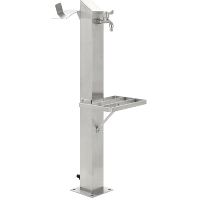Fontanella a Colonna in Acciaio Inossidabile Quadrata 95 cm - Argento - Youthup