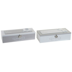 Scatola Decorativa Metallo Legno MDF (24 x 8 x 6 cm) (2 pcs) - Dkd Home Decor en oferta
