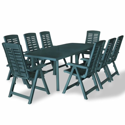 YOUTHUP Set da Pranzo da Giardino 9 pz in Plastica Verde - Verde