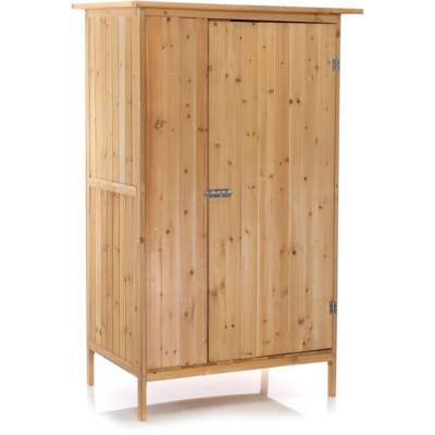 Wiltec - Armadio porta attrezzi a 2 ante da esterno legno neutro Ripostiglio da giardino