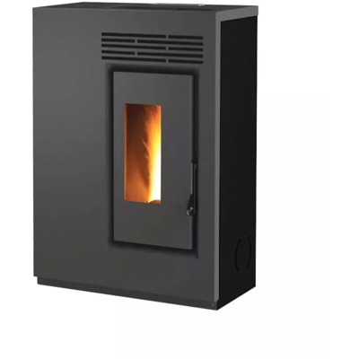 stufa a pellet slim 'fiore' nera con staffa a muro inclusa - Caris