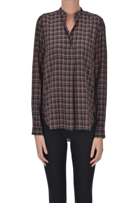 Checked print lyocell blouse