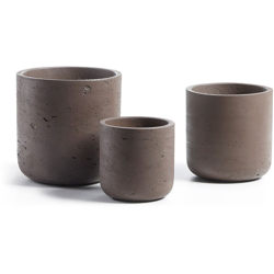 Set Low da 3 vasi rotondi di cemento - Brown - Kave Home características