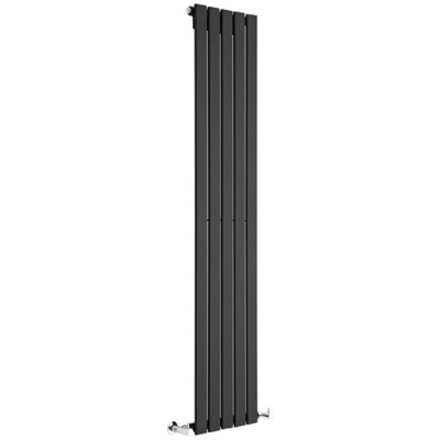 Hudson Reed Delta Radiatore Termoarredo di Design Verticale Moderno - Termosifone con Finitura Opaca Nera - Pannelli Piatti - 1600 x 350mm - 733 Watt
