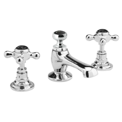Hudson Reed Topaz Rubinetto MIscelatore a 3 Fori per Lavabo con Design a Croce - Finitura Cromata e Nera - 94 x 110mm precio