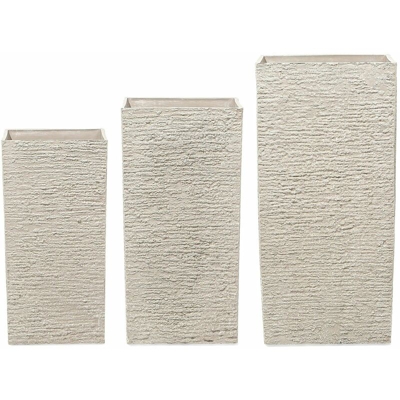 Set di 3 vasi rettangolari per interno ed esterno beige GAZA