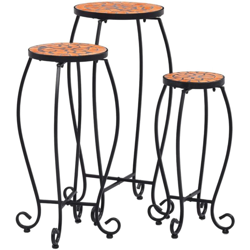 Tavolini con Mosaico 3 pz Terracotta in Ceramica - Arancione - Vidaxl precio