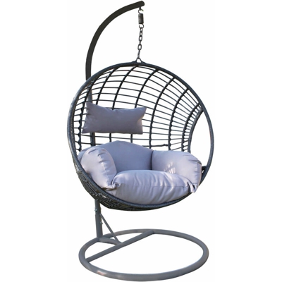 Milani Home - Sedia A Dondolo Poltrona Intrecciata Sospesa Da Giardino Con Morbido Cuscino Colore Bianco