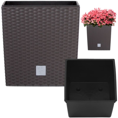 Vaso di fiori Rato da 15,8 litri con contenitore per piantare in ocra scuro 26,2 x 26,2 x 26,6 cm.