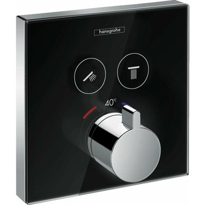 Hansgrohe ShowerTablet ShowerSelezionare il termostato in vetro, da incasso, 2 utenze, colorazione: cromo/nero - 15738600