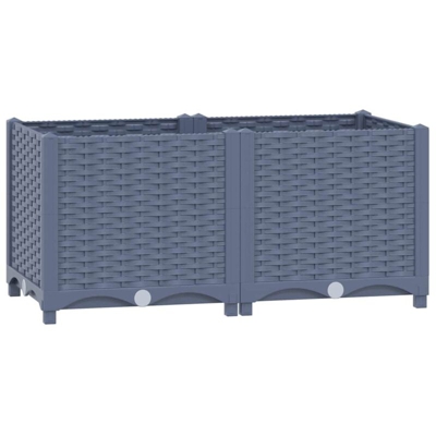 Fioriera Rialzata 80x40x38 cm in Polipropilene - Grigio - Vidaxl