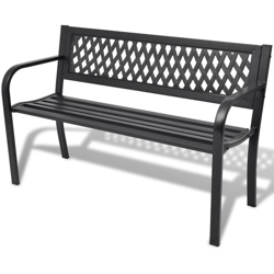 Panchina da Giardino 118 cm in Acciaio Nera - Nero - Youthup en oferta