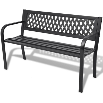 Panchina da Giardino 118 cm in Acciaio Nera - Nero - Youthup