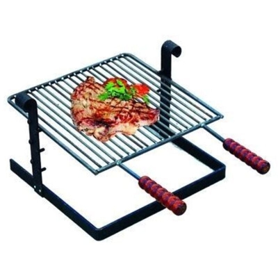 EAC - Griglia per barbecue in ferro battuto con manici in legno 40X40 cm