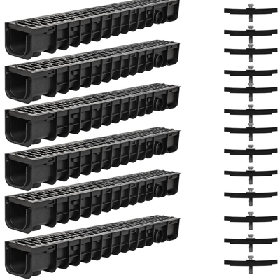 6M Set di canali di drenaggio Barra di drenaggio Griglia in ghisa Griglia a fessure B125