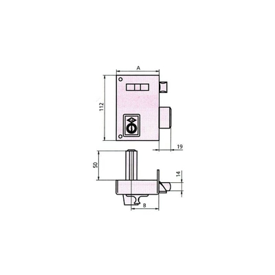 Serratura da applicare 56A 70 IZ. LUI. PF.