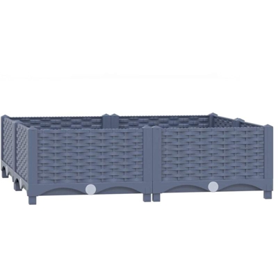 Fioriera Rialzata 80x80x23 cm in Polipropilene - Grigio - Vidaxl