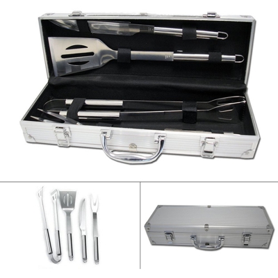 valigetta 4 accessori per barbecue in acciaio inox - Betty Garden