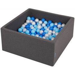 90X40cm/300 Palline ? 7CM Quadrato Piscina Di Palline Colorate Per Bambini Fabbricato In EU, Grigio Sc:Azzurro/Blu/Perla - grigio características