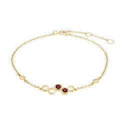 Braccialetto Con Granato Ispirato A Nido D'ape, In Oro Giallo 9 Carati, Catenina Con Granato 0,154 Ct en oferta