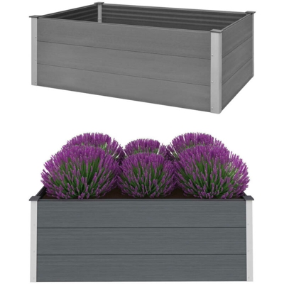 Letto Rialzato da Giardino in WPC 150x100x54 cm Grigio - Grigio - Youthup