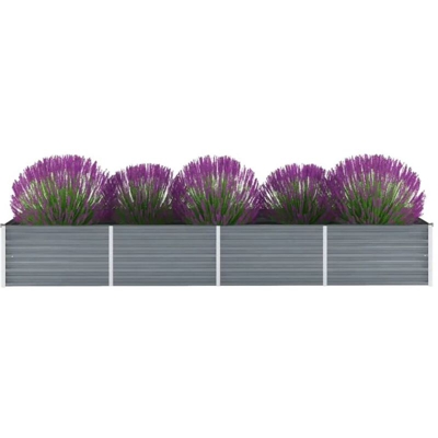 Letto Rialzato Giardino in Acciaio Zincato 320x80x45 cm Grigio - Grigio - Vidaxl