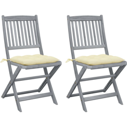 vidaXL Sedie da Giardino Pieghevoli 2pz con Cuscini in Massello Acacia - Grigio características