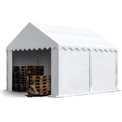 Tendone deposito 3x4m stabile tendone industriale con telone in PVC di ca. 500 g/m² bianco tendone agricolo Copertura con fondo perimetrale e