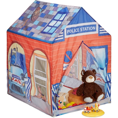 Relaxdays - Tenda Giocattolo Per Bambini Stazione Di Polizia, Per Cameretta, Per Esterni, A Partire Da 3 Anni, Plastica, HLP 102 x 72 x 95 cm,