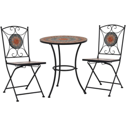 Set Bistrò 3 pz con Mosaico in Ceramica Arancione/Grigio - Arancione - Youthup precio