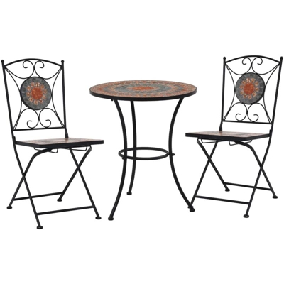 Set Bistrò 3 pz con Mosaico in Ceramica Arancione/Grigio - Arancione - Youthup