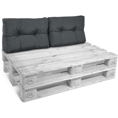 Beautissu Set da 2 Cuscini per spalliera di divanetti con Pallet o bancali - Style Grigio grafite, 60x40x20 cm