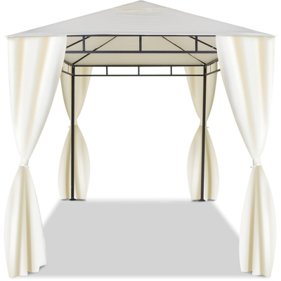 Gazebo 3x2 M per esterni in ferro battuto elegante gazebo da giardino completo di teli laterali colore ecrù