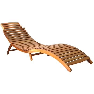 Lettino Prendisole in Legno Massello d'Acacia Marrone