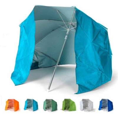 Ombrellone mare portatile moto leggero alluminio spiaggia tenda 200 cm Piuma | Azzurro