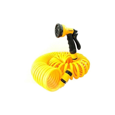 Tubo A Spirale 15M Flessibile Acqua Irrigazione Giardino Con Pistola A 8 Getti