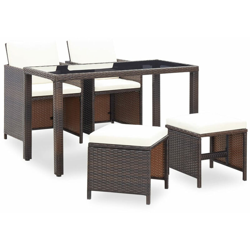 Set da Pranzo da Giardino 5 pz con Cuscini Polyrattan Marrone características